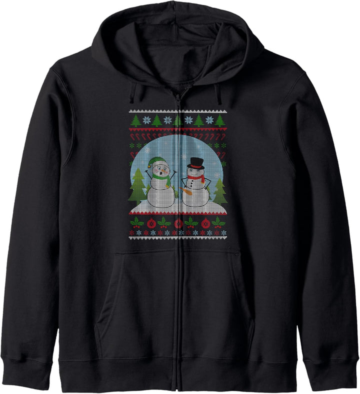 Perverser Schneemann Ugly Christmas Sweater Kapuzenjacke