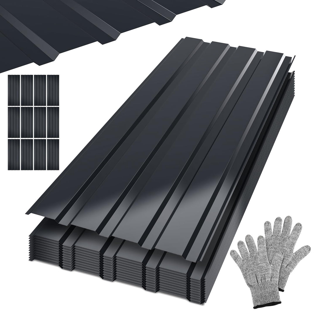 Trapezblech 12er Set 115×45 cm, verzinkter Stahl 0,25 mm, Anthrazit Anthrazit 115×45 cm 12, Anthrazi
