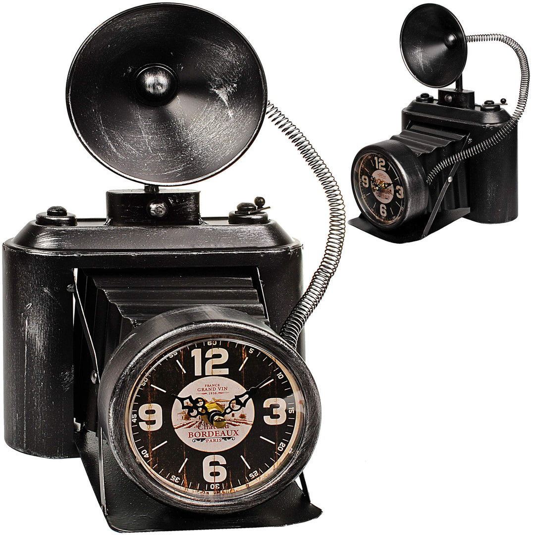 alles-meine.de GmbH grosse XL Tischuhr - Uhr - nostalgische Foto Kamera/Fotoapparat - aus Metall - 3