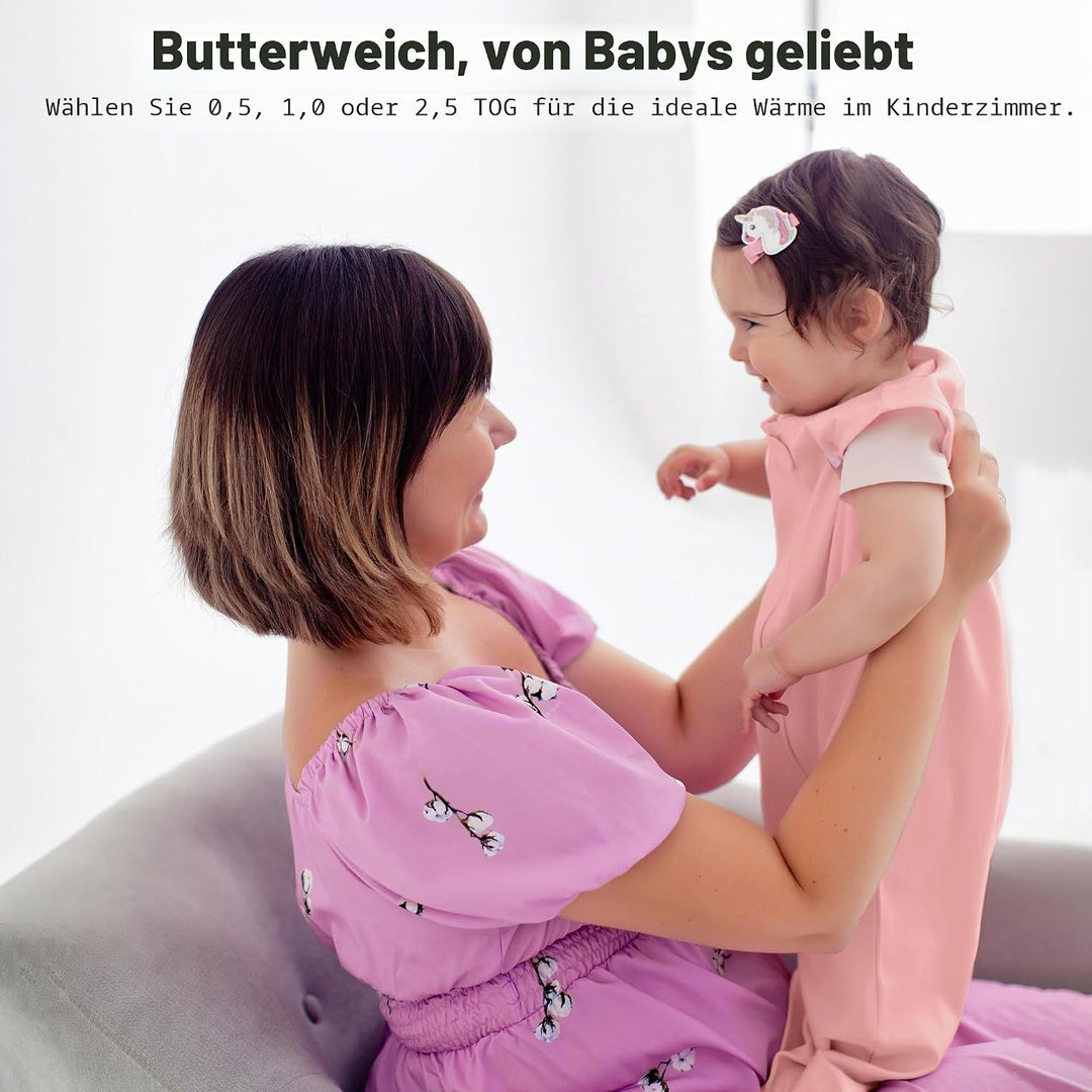 Babyschlafsack aus Bio-Baumwolle 0.5 TOG Sommer Schlafsack 2er-Pack Leicht (0.5 TOG) M (6-12 M) II A