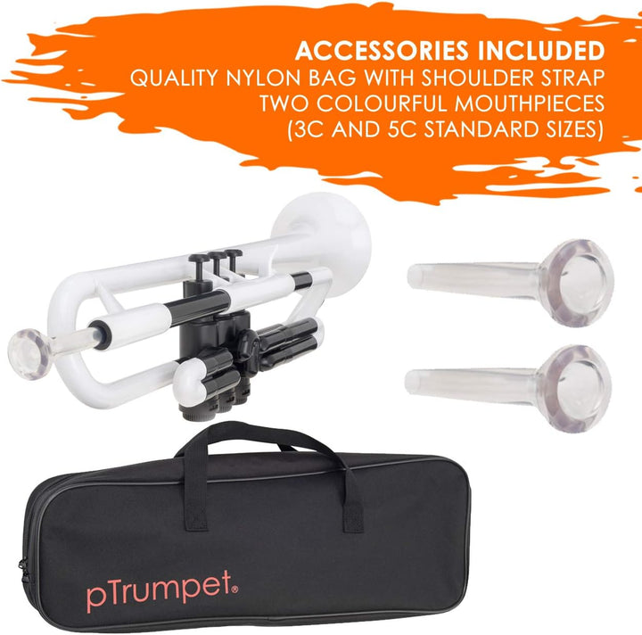 pTrumpet 700631 Trompete mit Tasche und Mundstück weiss, weiss
