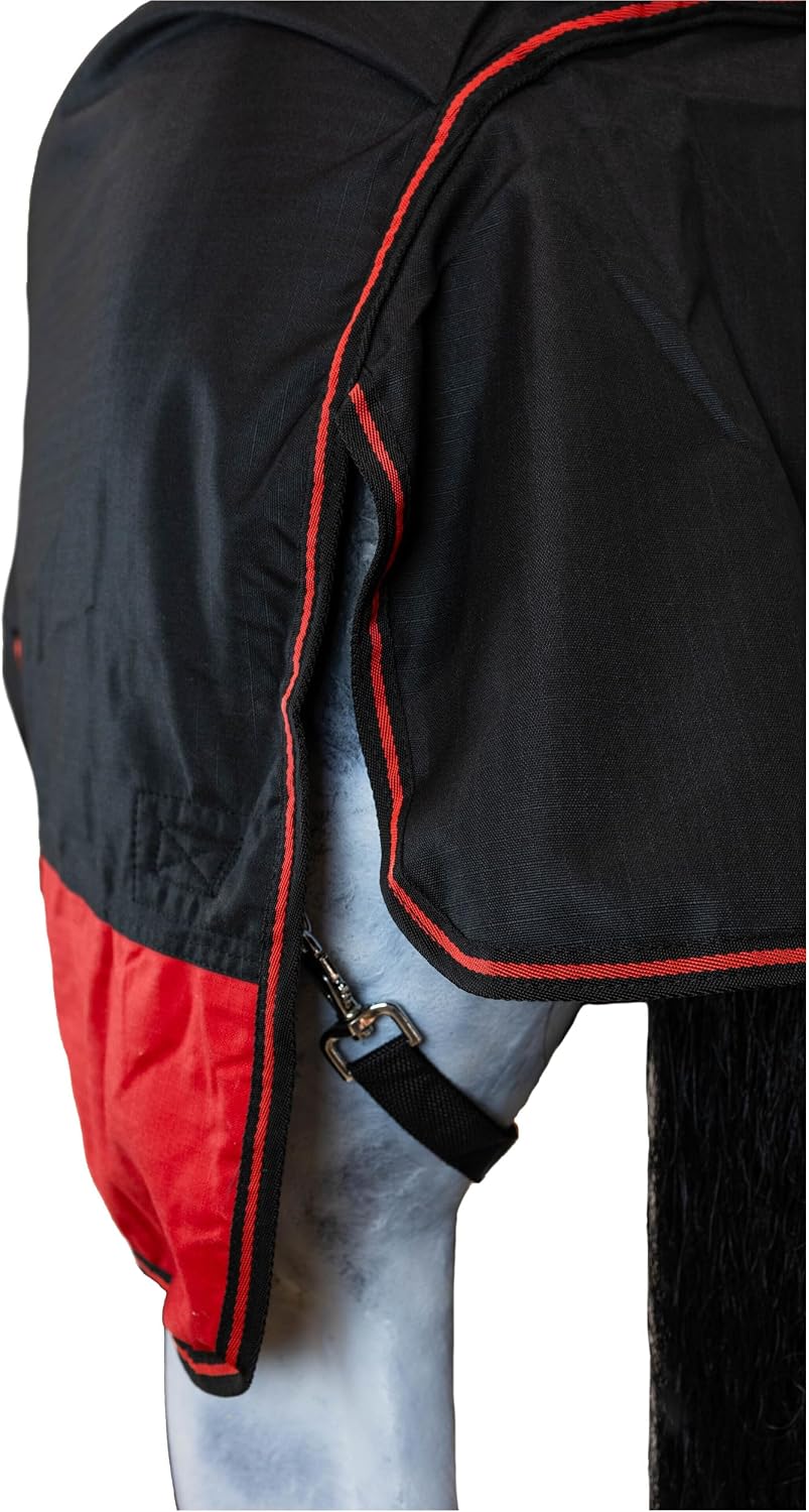 RL24 - Weidedecke Basicline 600D Schwarz/Rot 85 cm (50g) Schwarz/Rot 85cm (50g/m² Füllung), Schwarz/
