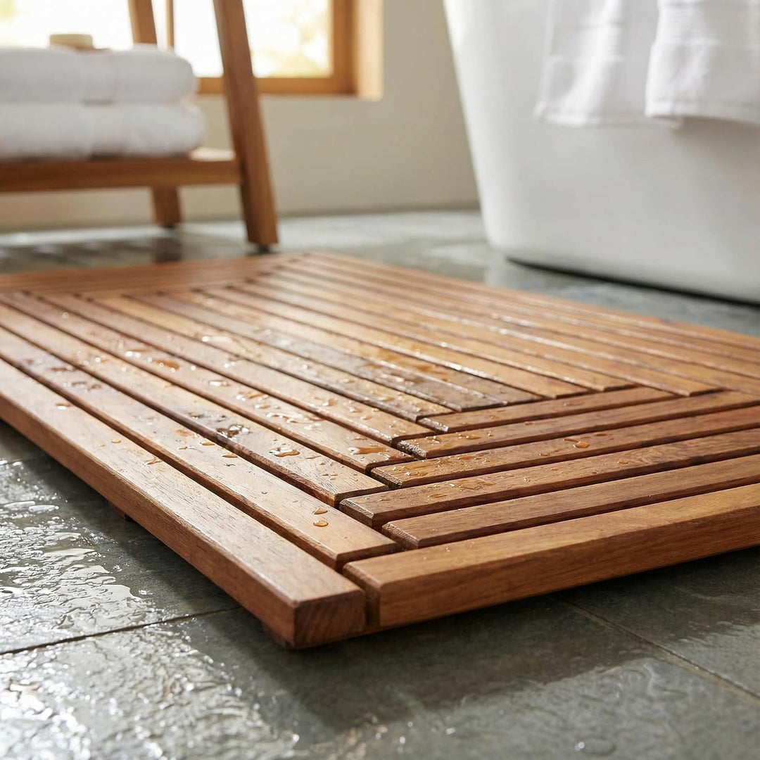 Bare Decor Giza Fussmatte, massives Teakholz, 91,4 x 50,8 cm, Matte