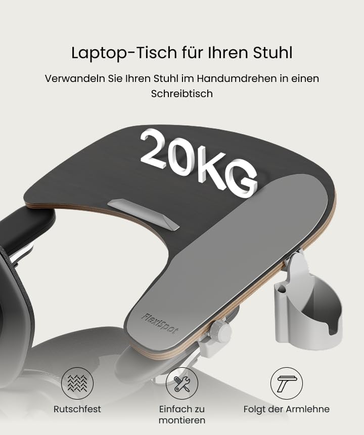 FlexiSpot Multifunktionaler Laptoptisch für Stühle, Geeignet für ErgoX Pro und ErgoX Max (Brown)