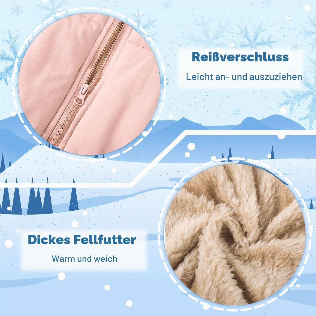 kids4ever Baby Winter Jacke Mantel Reissverschluss Kapuzenjacke Winddicht Warm Fleece Oberbekleidung