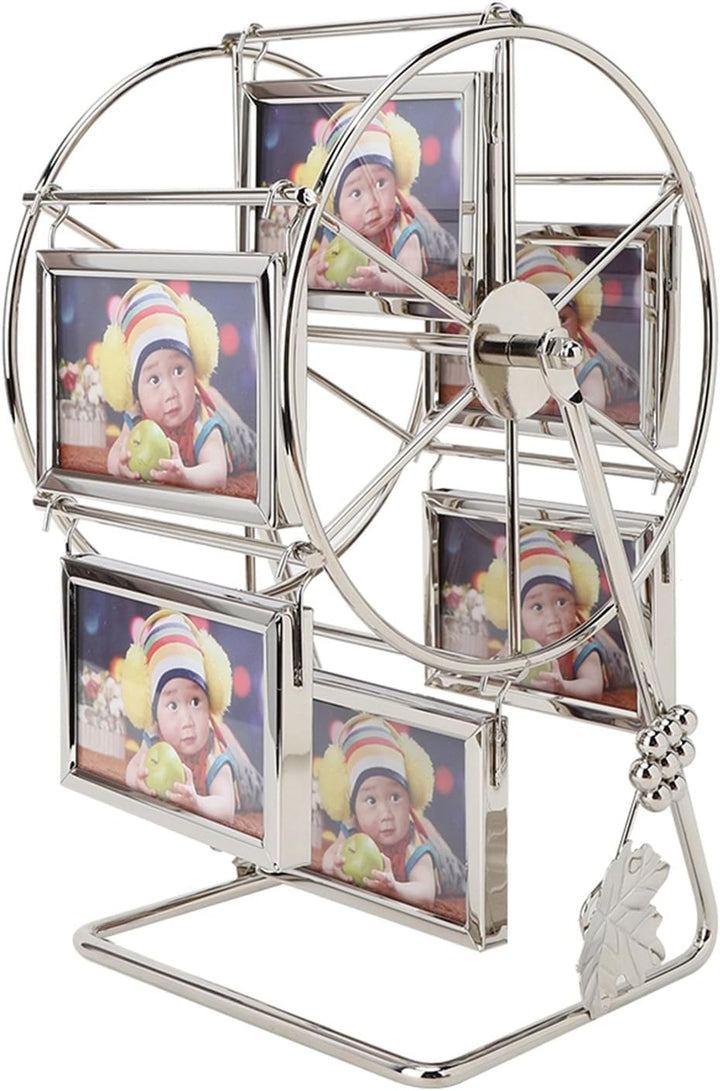 Omabeta Rotierender Riesenrad-Bilderrahmen, Einzigartiges Drehbares Bilderrahmen-Rack mit 6 Bilderra