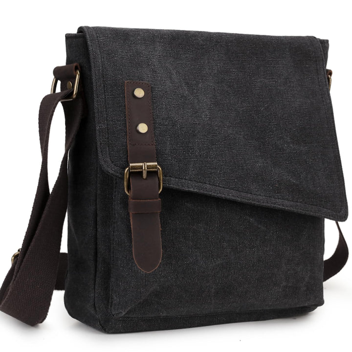 Umhängetasche Klein für Herren Canvas Messenger Bag Dunkelgrau, Dunkelgrau