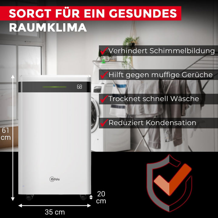 alfda AEF2000W Luftentfeuchter 20 L/Tag mit App-Steuerung 20 Liter/Tag + APP-Steuerung, 20 Liter/Tag