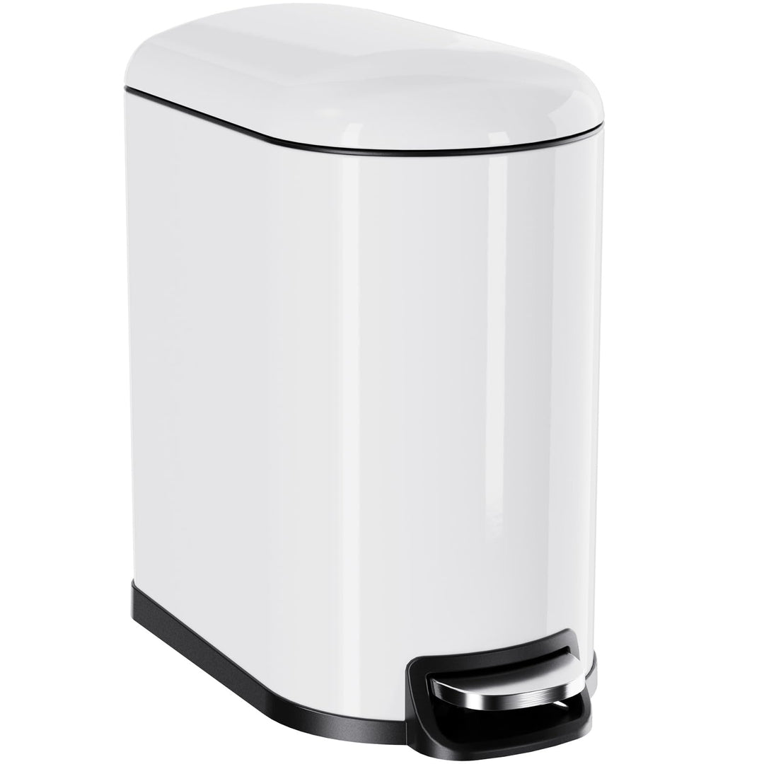Clevich schmaler 20L rechteckiger Metall-Mülleimer, Softclose, Weiss, Weiss