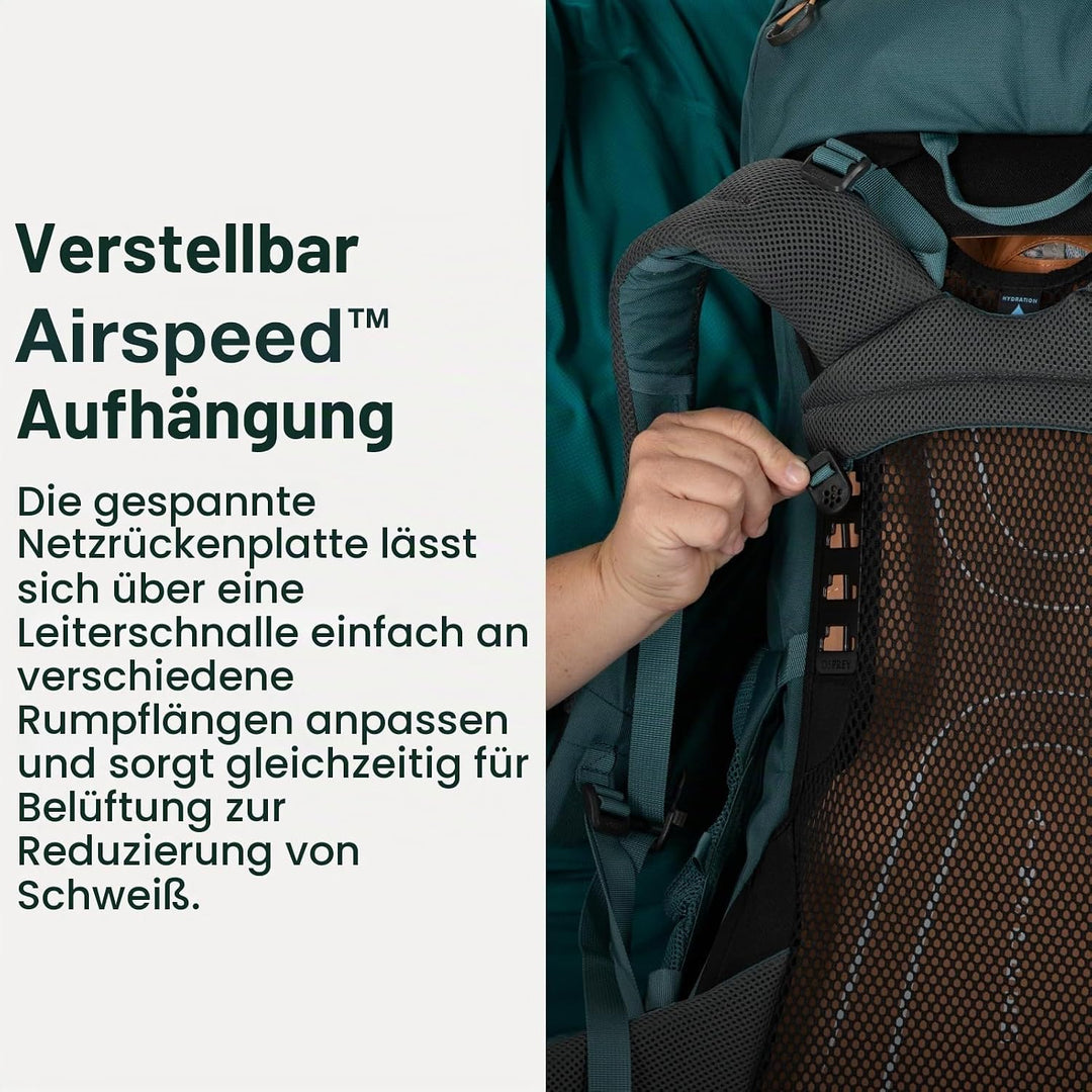 Osprey Renn Unisex Rucksack Dark Charcoal/Gray Wolf O/S - Fassungsvermögen 50L, Dark Charcoal/Gray W