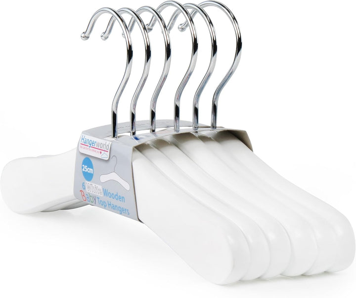 Hangerworld - Echtholz Baby Kinder Kleiderbügel, 12 Stück - Weiss - 25cm