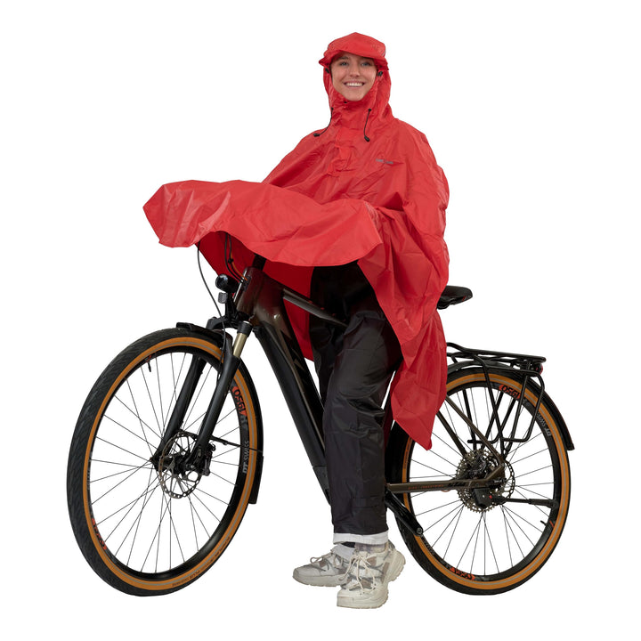 LOWLAND OUTDOOR® Fahrradregenponcho Rot, Rot