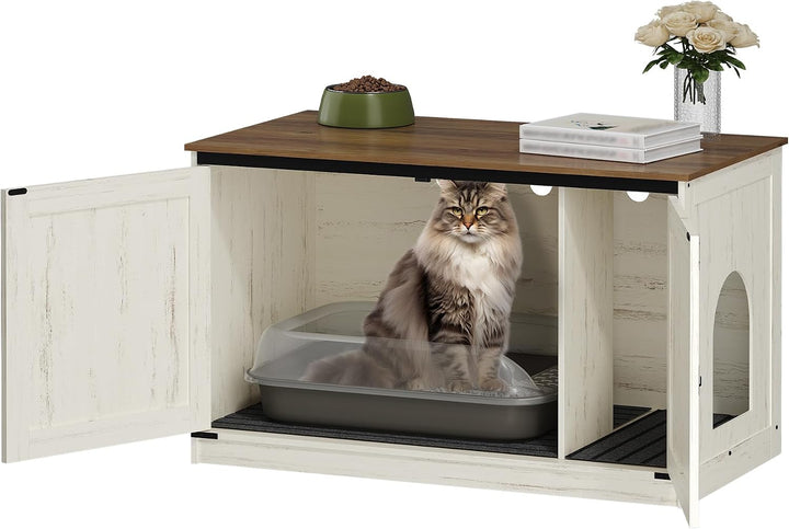 Hzuaneri Katzenklo Schrank, Katzenschrank, Katzentoilette mit Herausnehmbarer Trennwand, Katzenhaus,