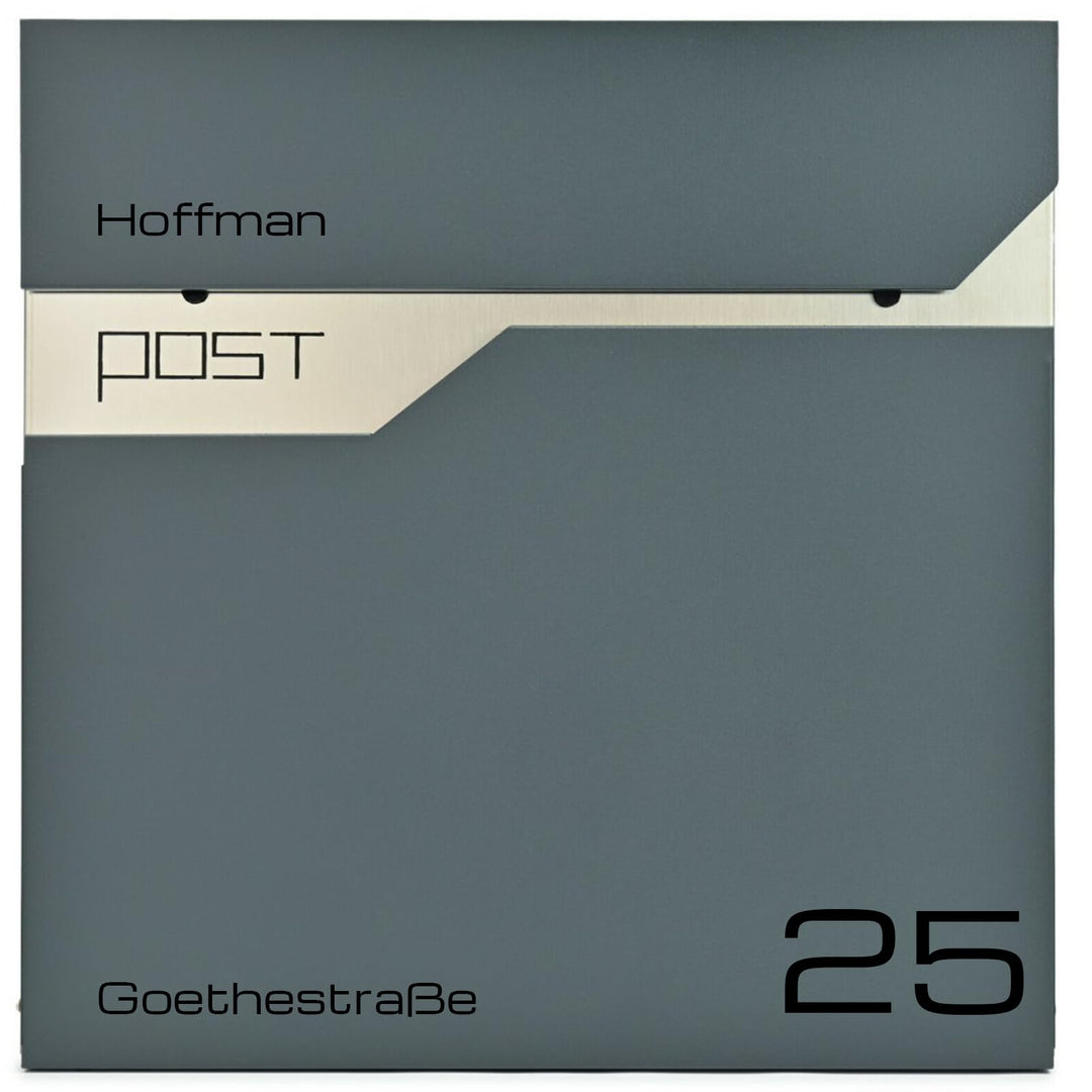 Verda Briefkasten mit Zeitungsfach, 2X Schlüssel, Personalisierter Briefkasten, Postkasten Designer