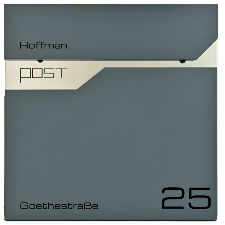 Verda Briefkasten mit Zeitungsfach, 2X Schlüssel, Personalisierter Briefkasten, Postkasten Designer