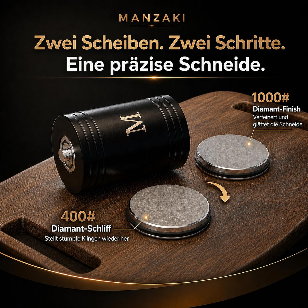 Messerschärfer: Rollschleifer mit 4 Winkeln, 2 Diamantscheiben 400/1000