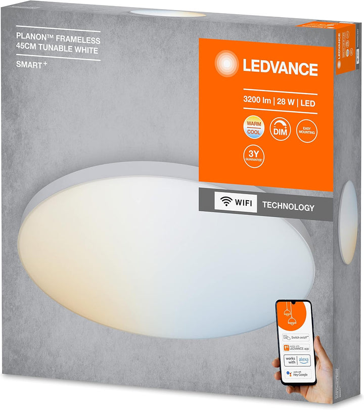 LEDVANCE Smarte LED Deckenleuchte, Panel für Innen mit WiFi Technologie, Lichtfarbe änderbar (3000K-