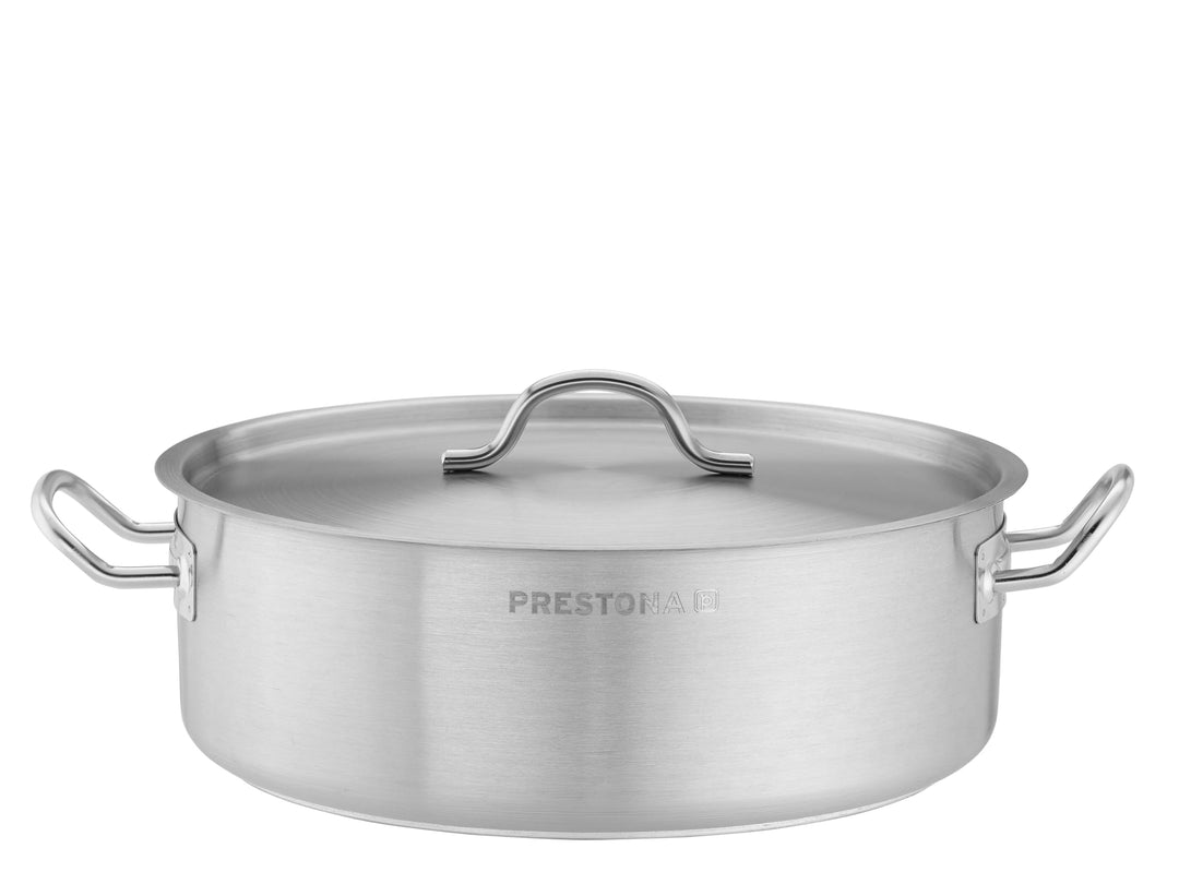 TECHNICA PRESTONA Topf Induktion 8,8 l – Kochtopf aus Edelstahl ⌀320 mm mit Deckel – Dreischichtbode