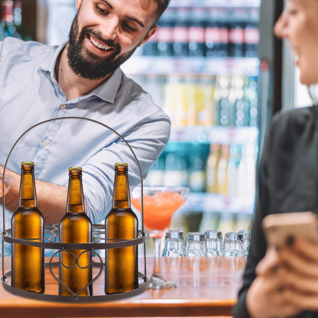 BESTYASH Flaschenhalter Aus Metall Für Bierflaschen Tragbarer Flaschen-Organizer Runder Design Langl