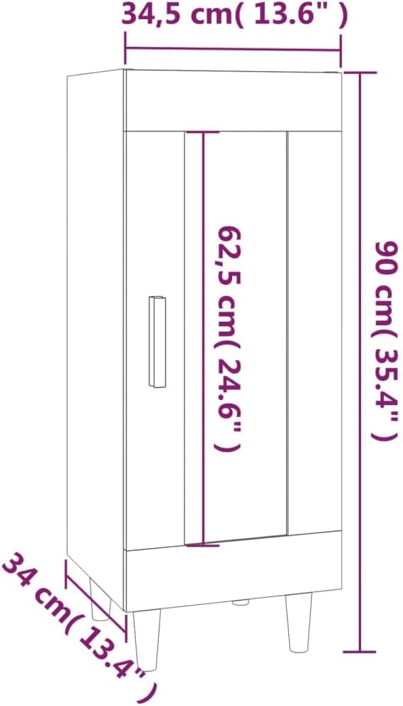Sideboard Betongrau 34,5x34x90 cm Allzweckschrank Schrank Klein Kommode Kommoden &amp; Sideboards Flur K
