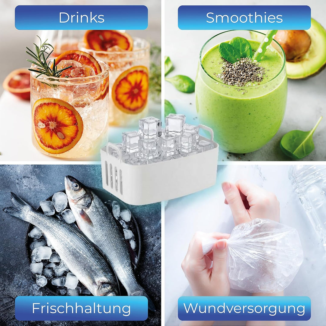 KLAMER Eiswürfelmaschine klein (2026), 8 Eiswürfel in 8 Minuten