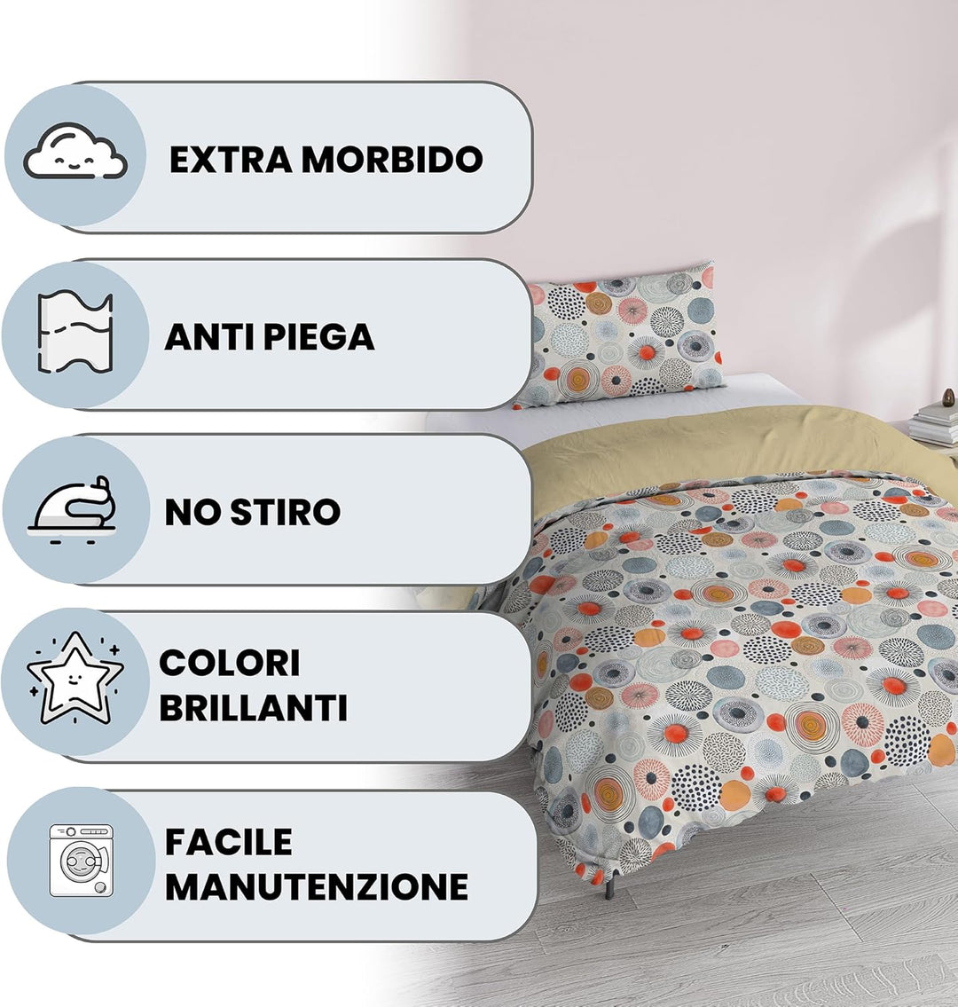 Italian Bed Linen Fantasy Bettbezug, Einzelne Einzelne Acquerello, Einzelne Acquerello