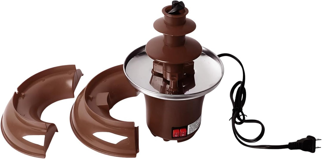 Elektrischer Schokoladen- &amp; Käsefondue 3-lagig Obstteller Braun