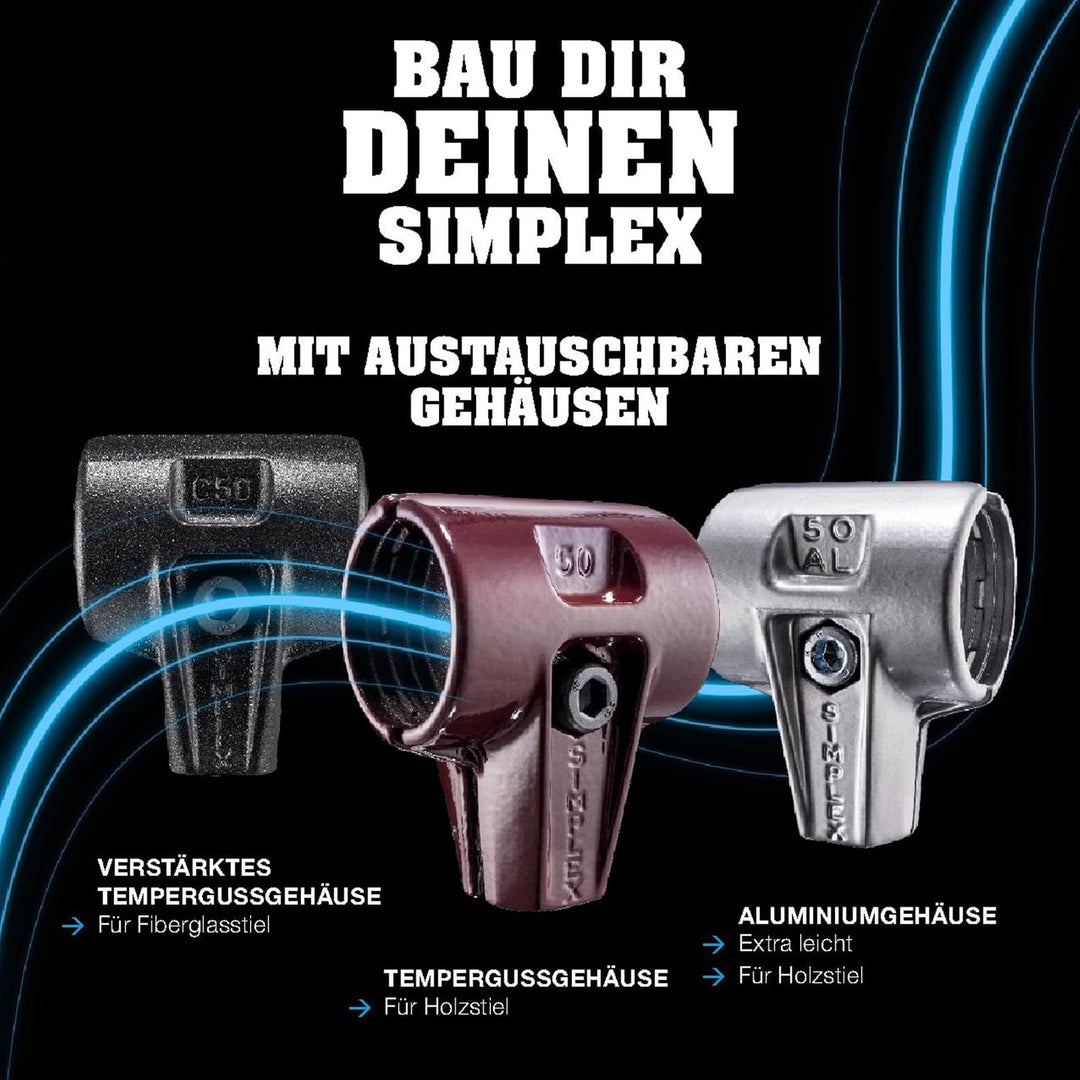 SIMPLEX-Schonhammer, Gummikomposition/Plastik; mit Aluminiumgehäuse und hochwertigem Holzstiel | D=5