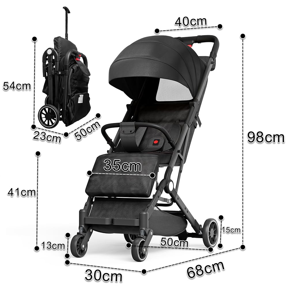 Buggy, Kinderwagen, Kinderbuggy, Liegewagen, Sportwagen, Zusammenklappen, Sitzen und liegen, 4 PU-Rä