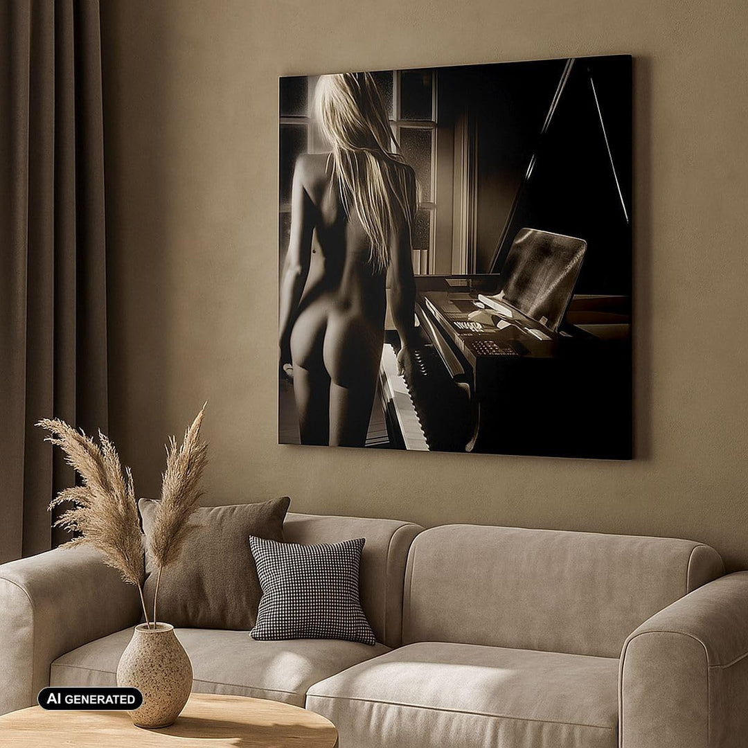 Bilder auf Leinwand Frau Nackt Geheimnis Leinwandbild mit Rahmen 60x60cm Wandbilder Dekoration Wohnz