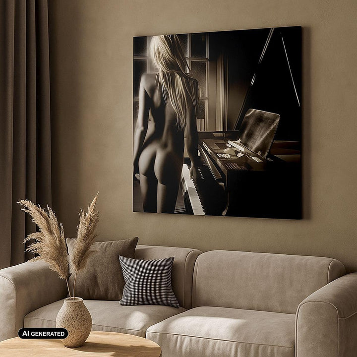 Bilder auf Leinwand Frau Nackt Geheimnis Leinwandbild mit Rahmen 60x60cm Wandbilder Dekoration Wohnz