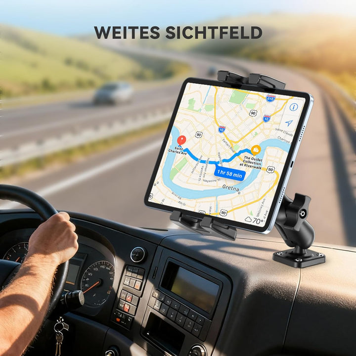 OHLPRO Tablet Halterung Auto mit Hochleistungs Bohrerbasis, LKW Tablet Halterung 360° Drehbare Klemm