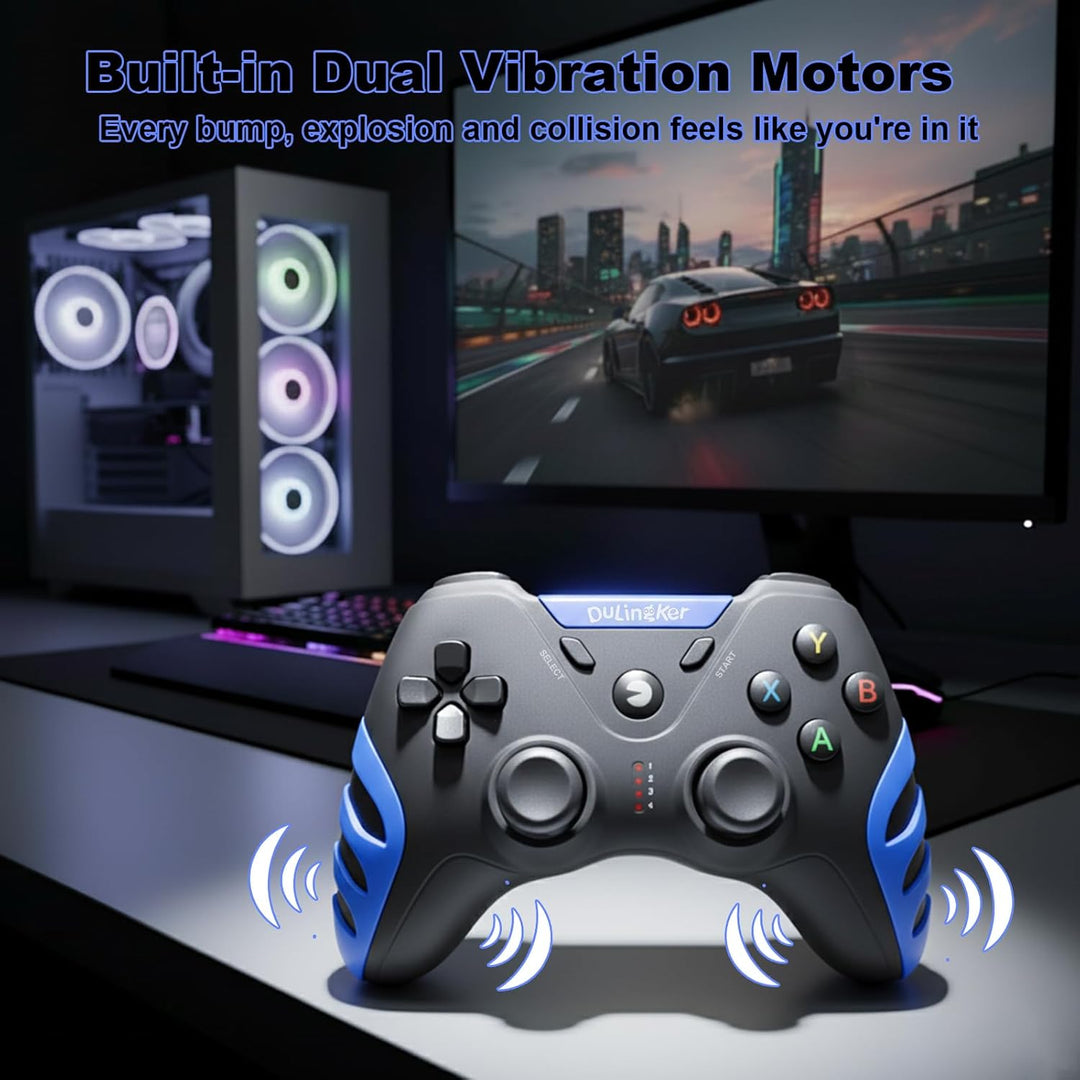 DuLingKer PC Controller Wireless, PS3 Controller PC Gamepad mit Dual Vibration, 2,4G Wireless Contro