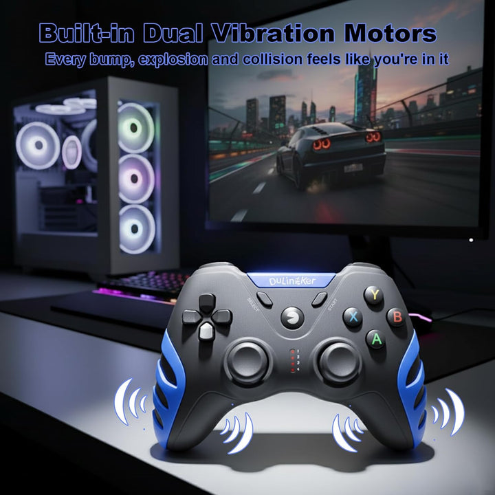 DuLingKer PC Controller Wireless, PS3 Controller PC Gamepad mit Dual Vibration, 2,4G Wireless Contro