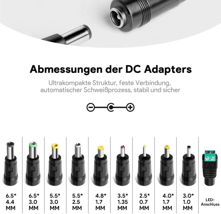 HKY AC Adapter 15V 2A Netzteil mit 10 DC Steckeradaptern Wechselrichter Ladegerät Transformator AC-D