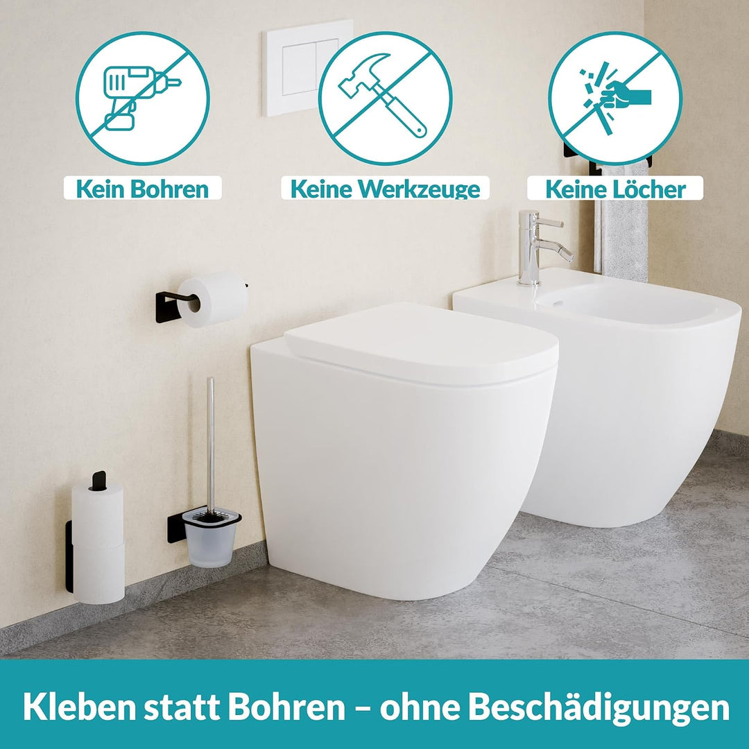 WEISSENSTEIN Toilettenpapier Aufbewahrung ohne Bohren - Toilettenpapierhalter Edelstahl für die Wand