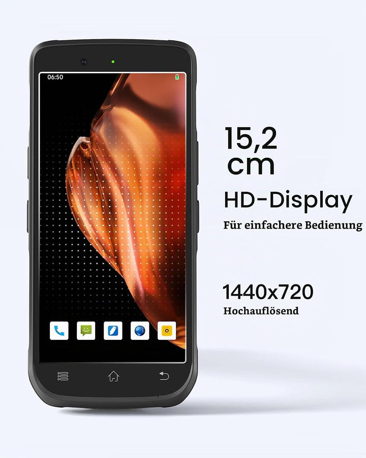 Inateck Android 12 Barcode Scanner PDA, 6" Full-Touchscreen, Mobiler Computer Handheld, 1D/2D/QR, Ze