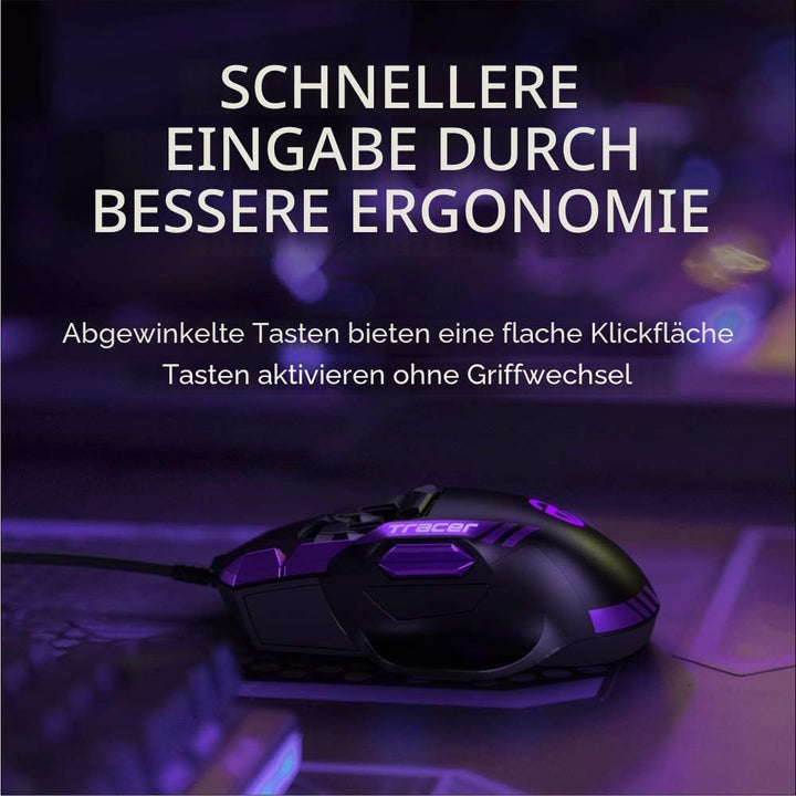 Swiftpoint Tracer Wired Gaming Mouse: 13 Programmable Buttons, 2 Pressure Sensors, Side Buttons, 120