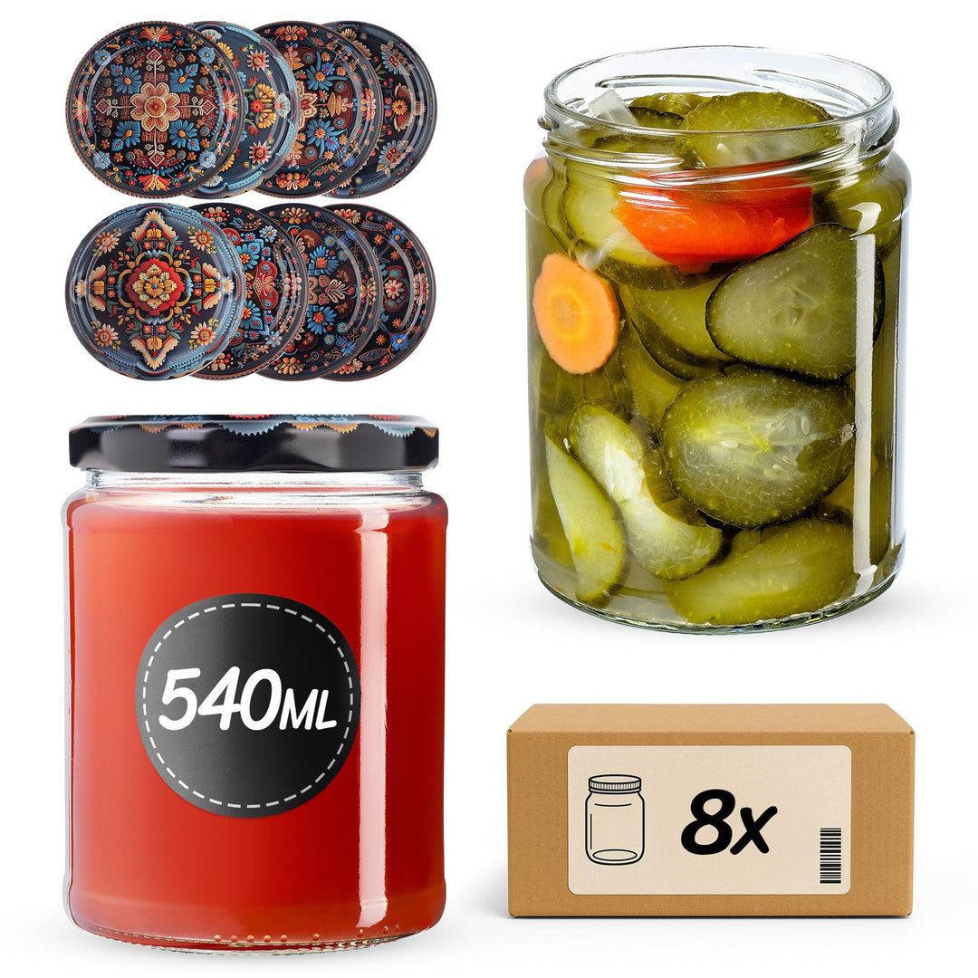 KADAX 8er Set Einmachgläser 540ml TO82, Sturzgläser Mason Jar mit Schraubdeckel, Luftdichte Twist-of