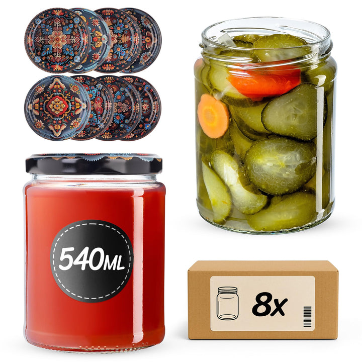 KADAX 8er Set Einmachgläser 540ml TO82, Sturzgläser Mason Jar mit Schraubdeckel, Luftdichte Twist-of