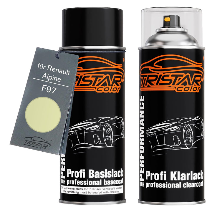 TRISTARcolor Autolack Spraydosen Set für Renault/Alpine F97 Live Pastel Basislack Klarlack Sprühdose