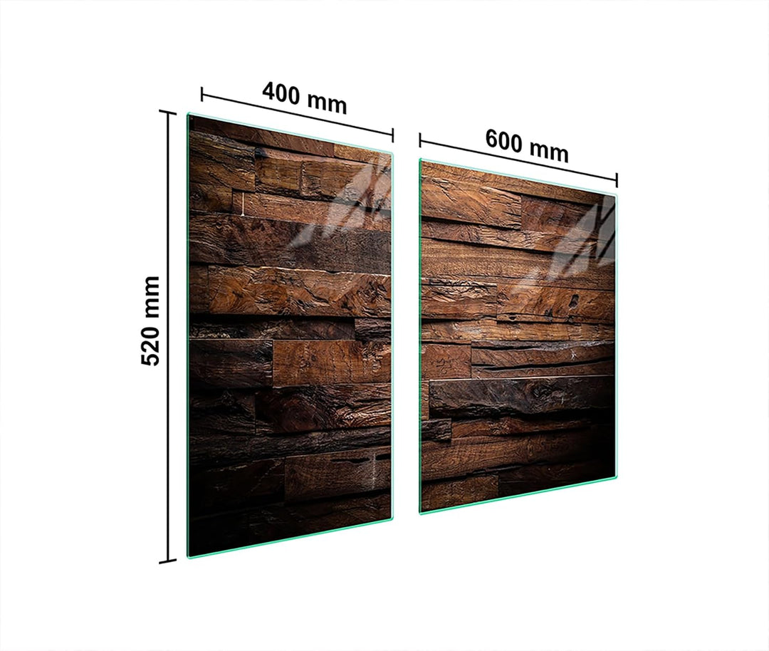 TMK ArtDeko Herdabdeckplatte 2 Teilig 40x52 + 60x52 cm - Spritzschutz Herdabdeckung – Herdschutz aus