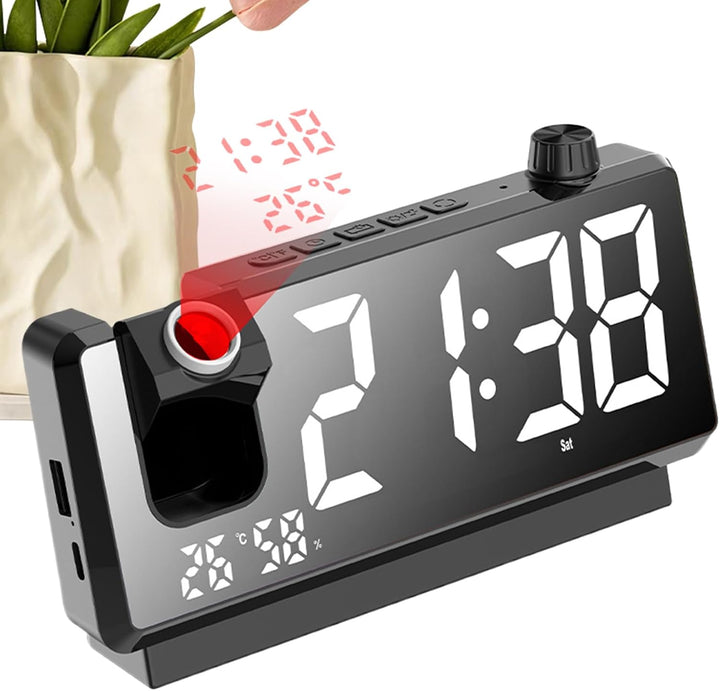 Time Projection Clock, Smart Electronic Alarm, Temperatursensor-Display, interaktiv, 180 ° drehbar,