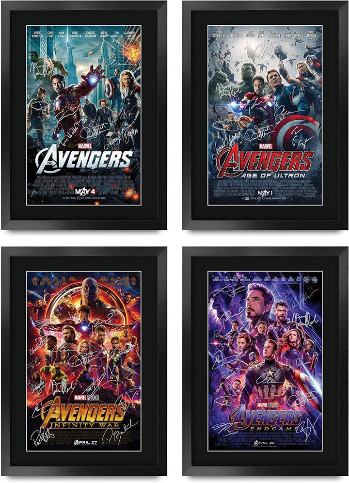 HWC Trading A3 FR Avengers Unendlichkeit War Endgame-Film-Plakat Downey Jr, Evans, Hemsworth Signed