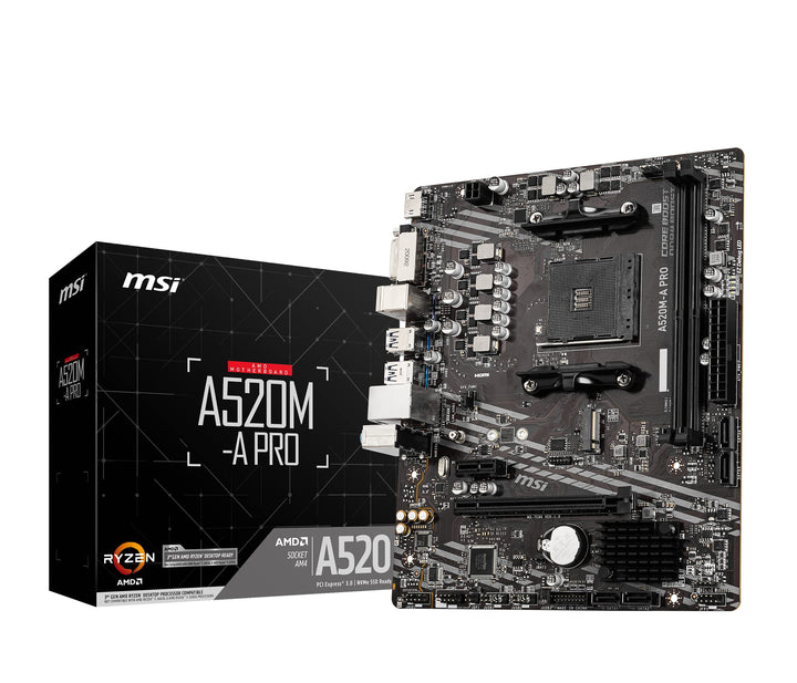MSI A520M-A PRO Motherboard AMD A520 Socket AM4 micro ATX A520 A520M-A PRO M-ATX, A520 A520M-A PRO M