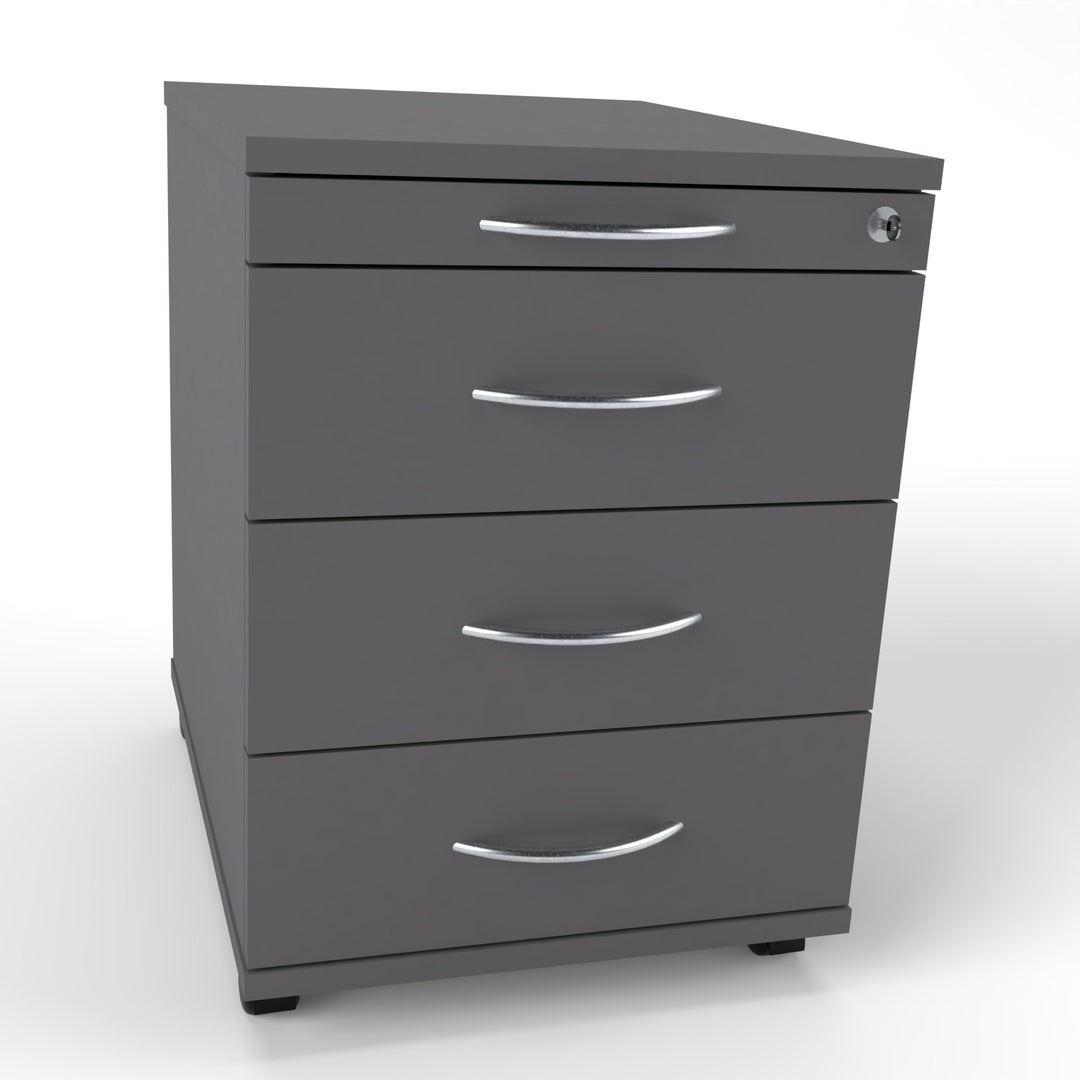 Rollcontainer CADI 43×58×59 cm – abschliessbarer Bürocontainer in Graphit mit Orga- &amp; 3 Universal-Sc
