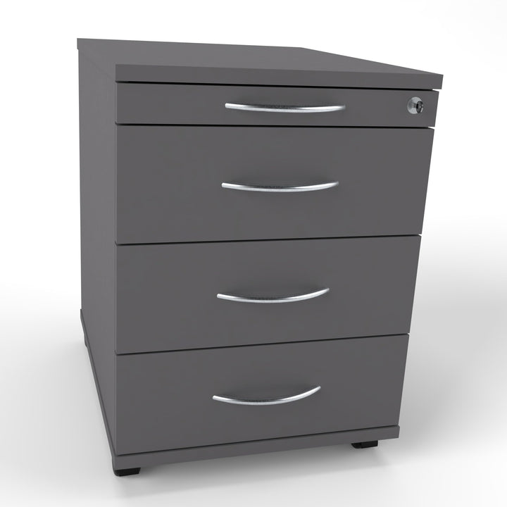 Rollcontainer CADI 43×58×59 cm – abschliessbarer Bürocontainer in Graphit mit Orga- &amp; 3 Universal-Sc