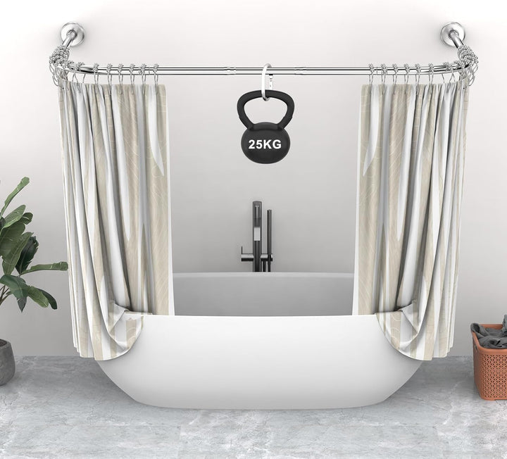 Misounda Duschvorhangstange Form U Ecke Halterung 75×(150-190)×75 cm - Duschstange Für Duschvorhang