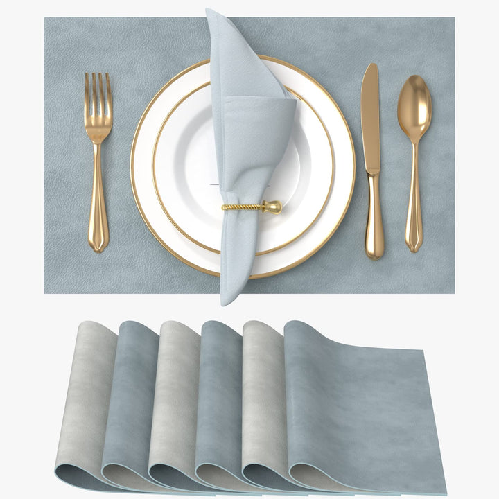 Vitare Platzsets Abwaschbar,Tischsets Abwaschbar 6er Set,Zweifarbig Tischset Kunstleder,Platzdeckche