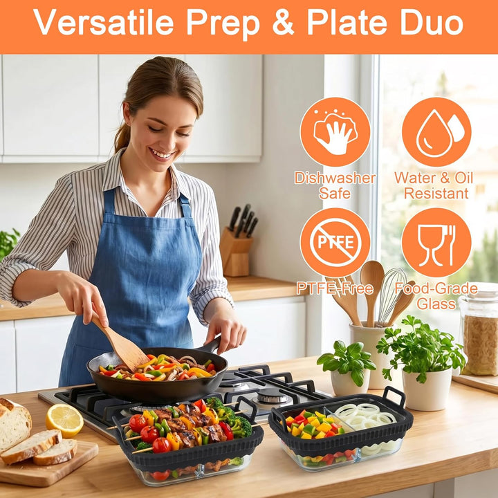 2 Stück Glas Auflaufform Airfryer für Ninja AF400EU Heissluftfritteuse
